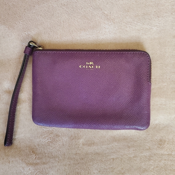 Coach Rich Purple Leather Wristlet - Picture 1 of 3